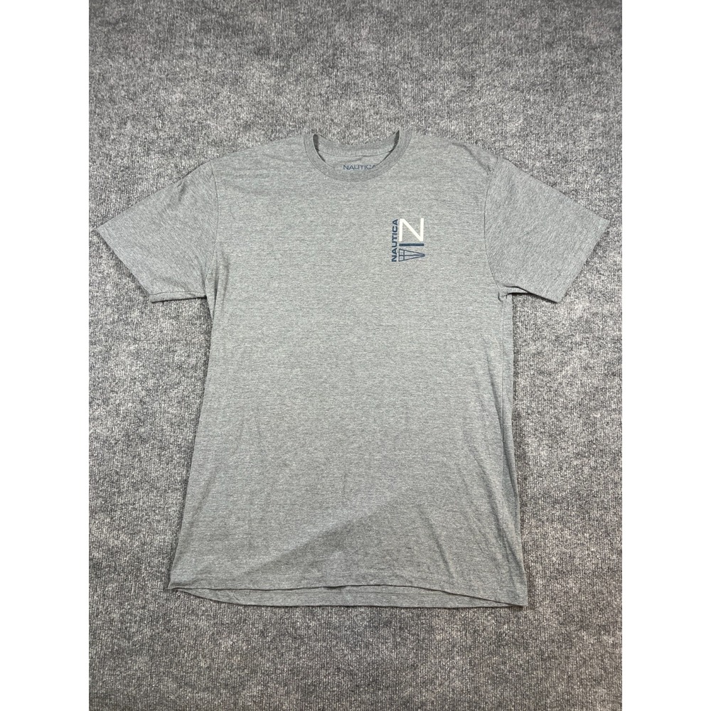 Nautica NS83 Sailing T Shirt Mens XL Heathered Gray Cotton Graphic Crew Neck